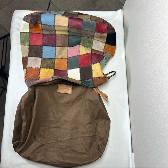 Lucky Brand Multicolored Patchwork Leather Hobo Tote Bag Boho - Picture 12 of 16